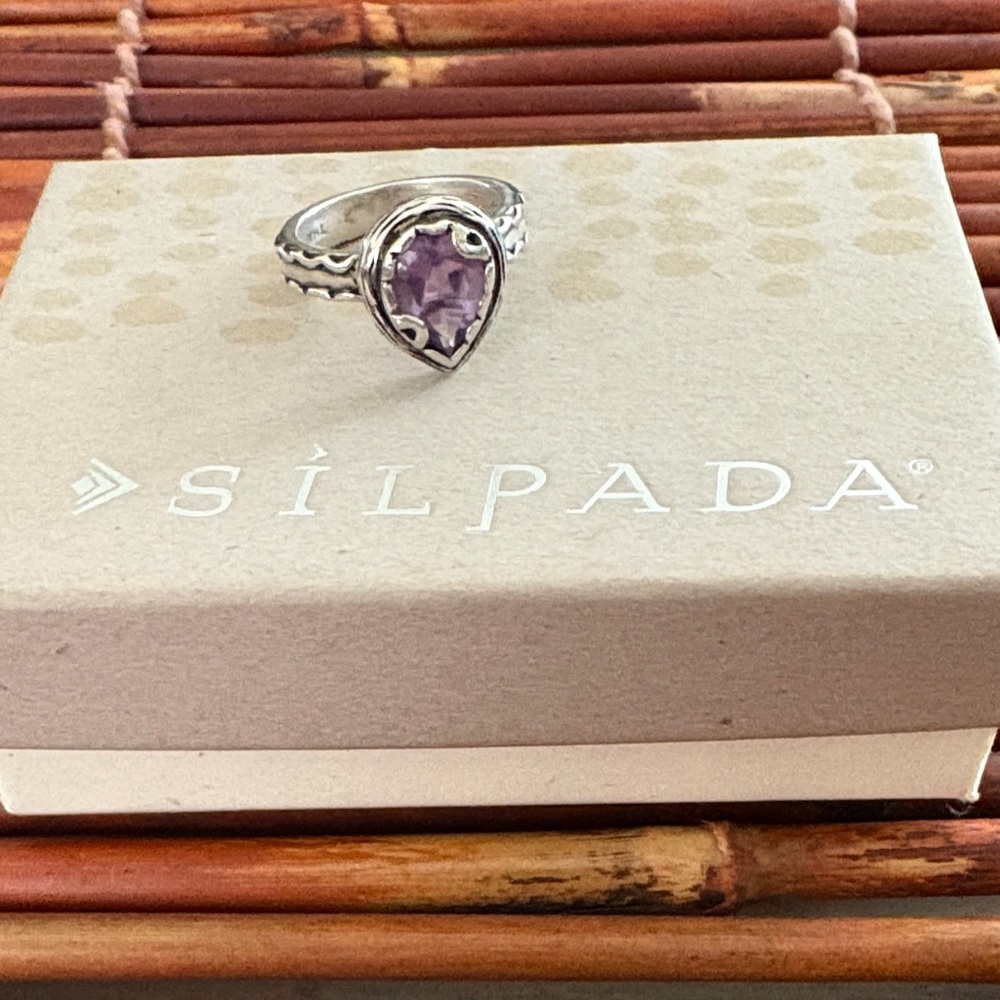 Silpada Amethyst Silver Ring Size 6